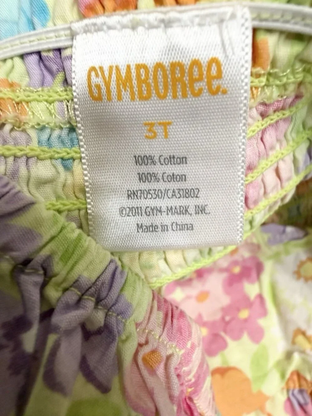 Gymboree Toddler Girls Multicolor Floral Cotton Sleeveless Dress Sz 3T Smocked